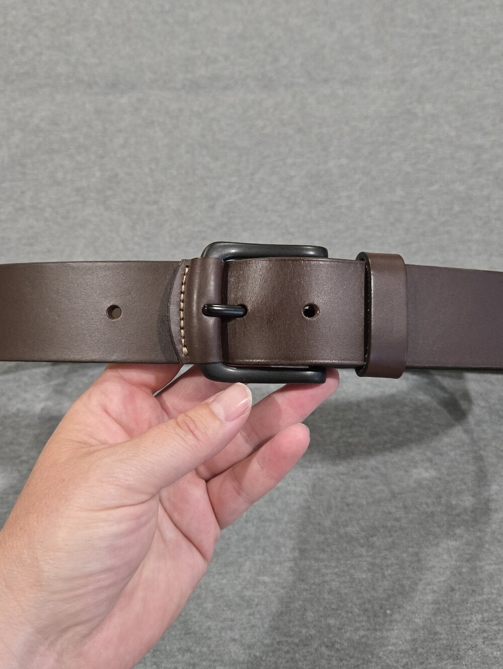 Fossil Mens Size 34 Brown Genuine Leather Casual Belt Black Square Buckle Basic